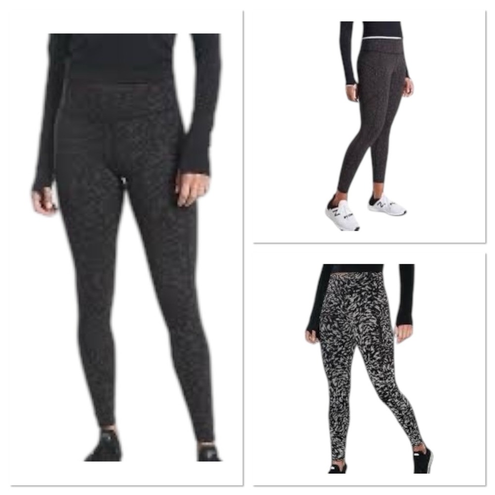 Athleta Rainier Printed Tight Lynx Black Leggings Pants Size XS Camo Reflective